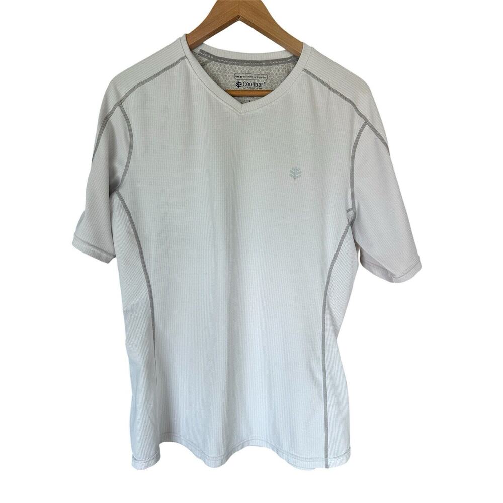 Coolibar Shirt Womens Large Short Sleeve V-Neck UPF 50 White